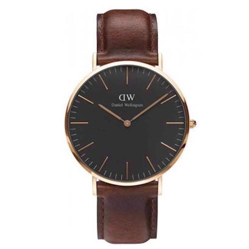 Image of Classic Black St Mawes rosa forgyldt quartz Herre ur fra Daniel Wellington, DW00100124